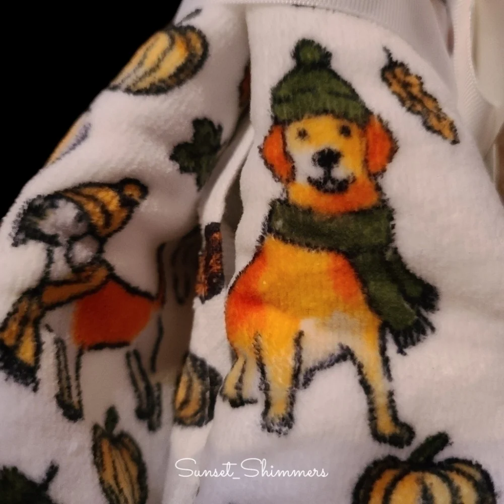 2PC Halloween Fall CORGI DACHSHUND BULLDOG RETRIEVER Pumkin Leaf Hand Towels New